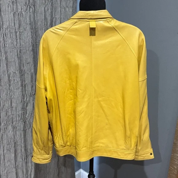 William Barry butter yellow genuine leather jacket zip up and button front - Picture 2 of 8